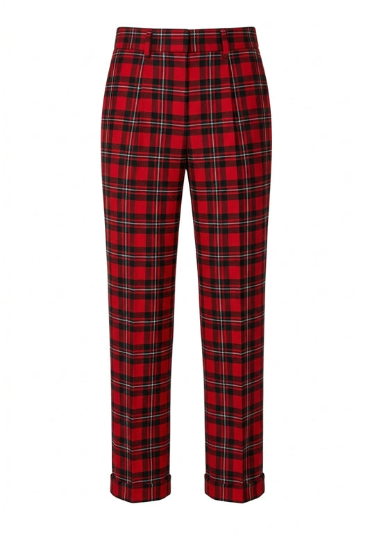 MacGregor Ladies Wide Tartan Trouser with Turn Up