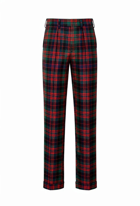 MacDonald Ladies Wide Tartan Trouser with Turn Up
