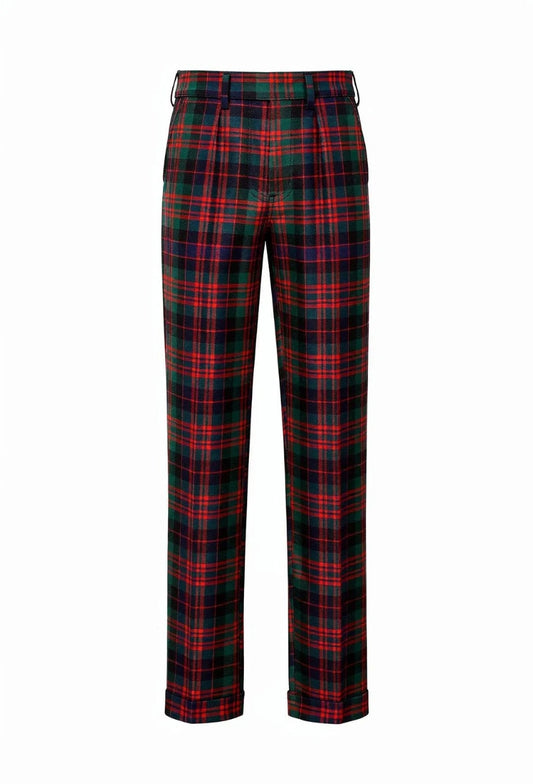 MacDonald Ladies Wide Tartan Trouser with Turn Up