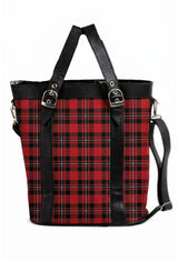 MacGregor Shoulder Plaid Tote with Leather Straps