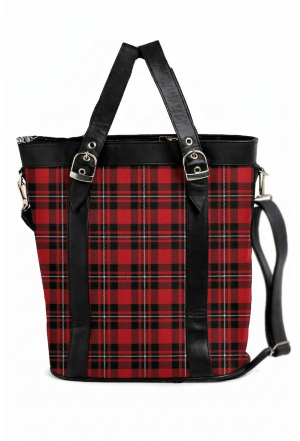 MacGregor Shoulder Plaid Tote with Leather Straps