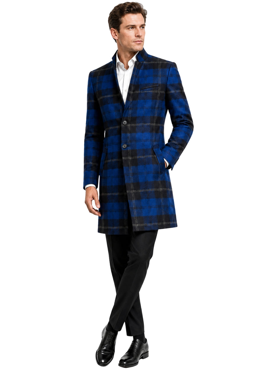 Men's Long Plaid Jacket