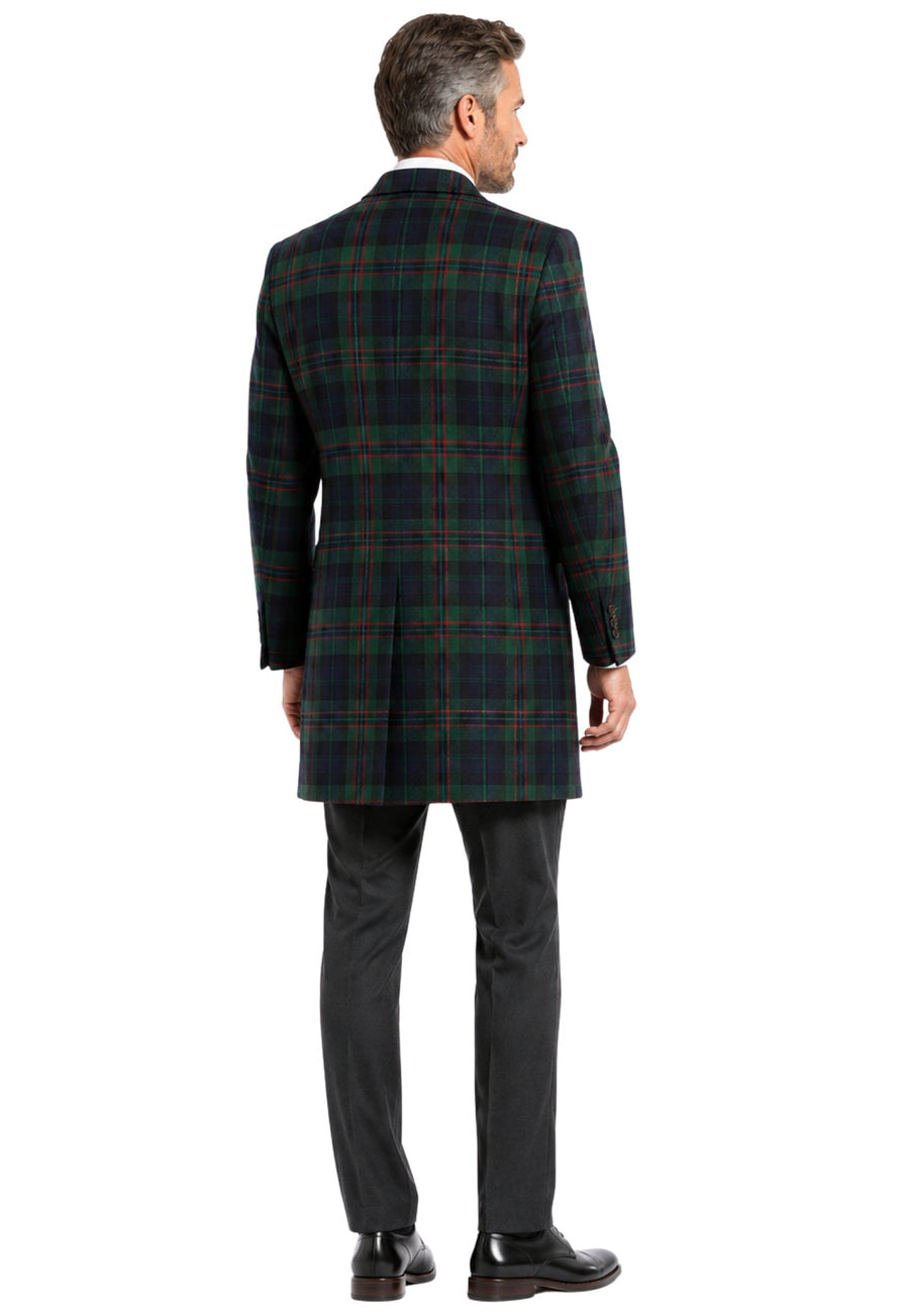 Men's Mid-Thigh Length Tartan Jacket