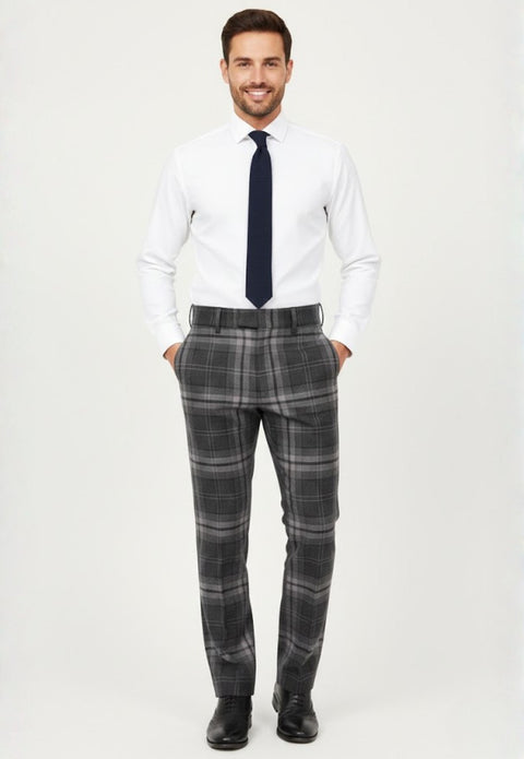 Buchanan Men's High‑Waisted Tartan Trouser
