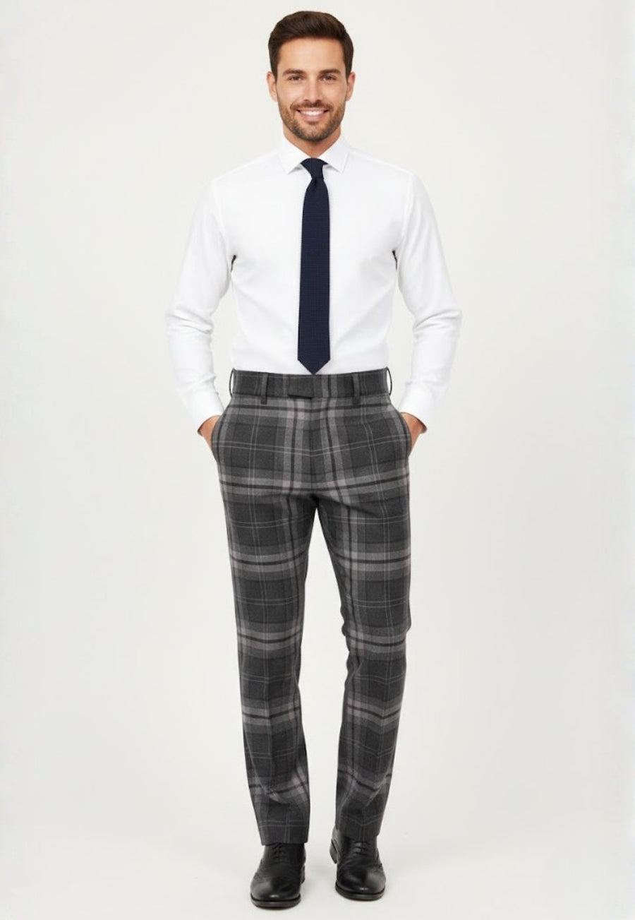 Buchanan Men's High‑Waisted Tartan Trouser