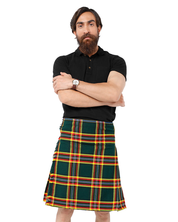 Front view of Moran Family Ubique Bespoke Kilt