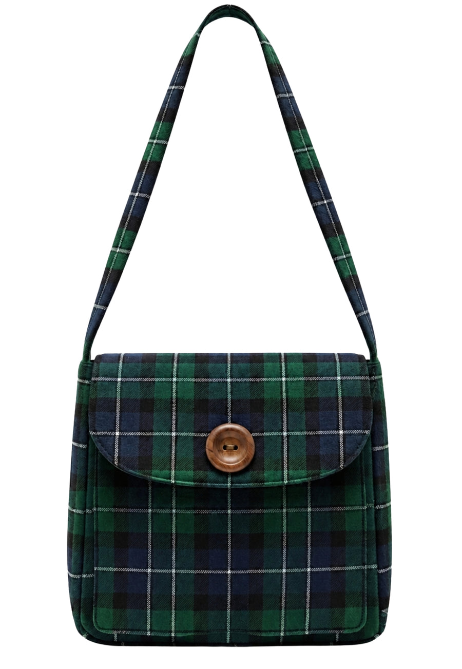 Black Watch Multi Pockets Tartan Shoulder Bag