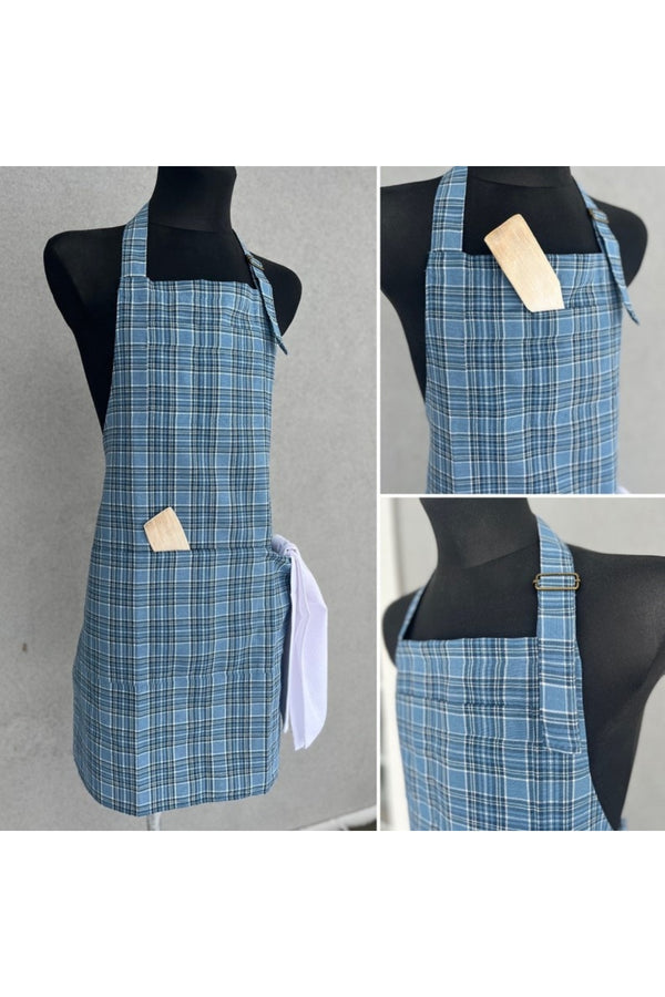 Multiple Pockets Plaid Apron