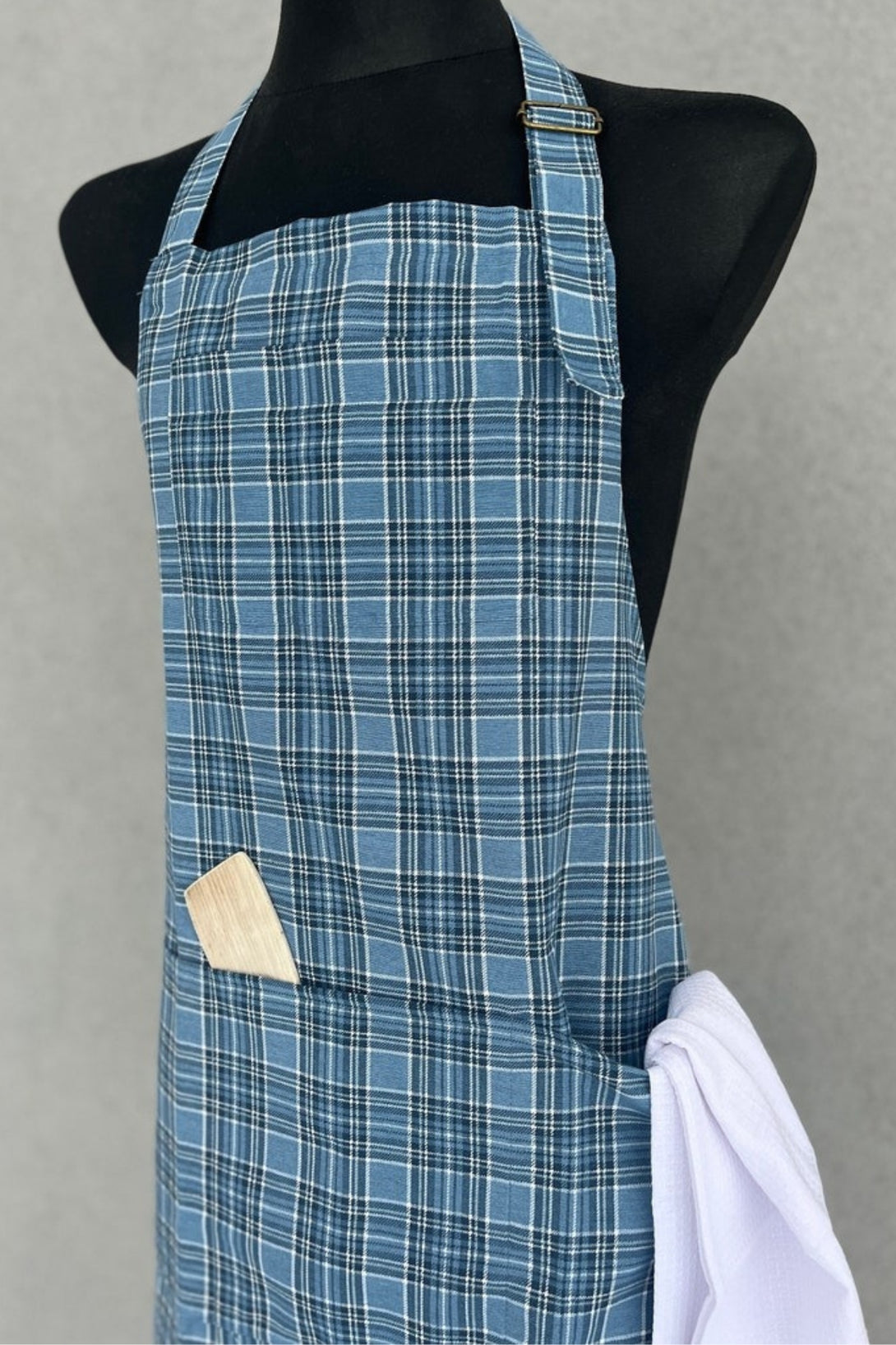 five Pockets Tartan Apron