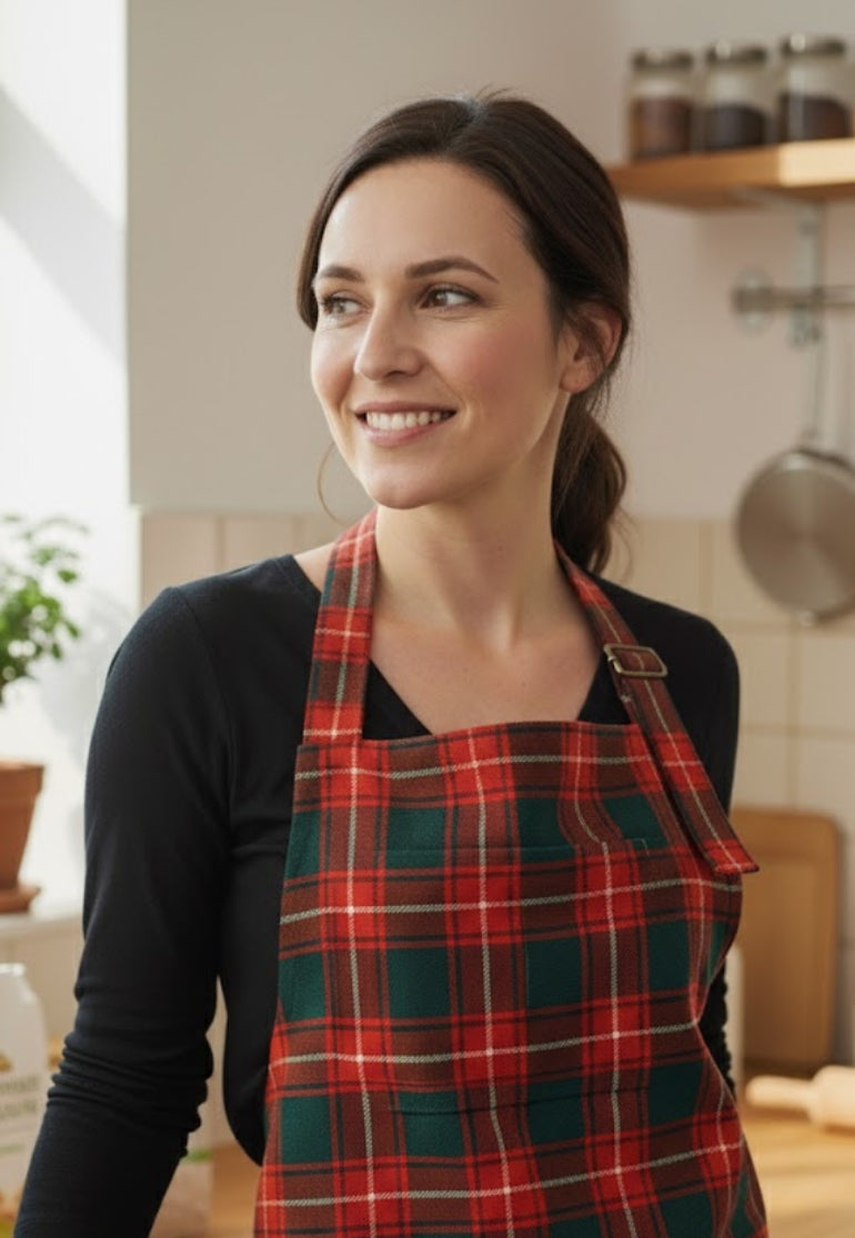 Multiple Pockets Tartan Apron