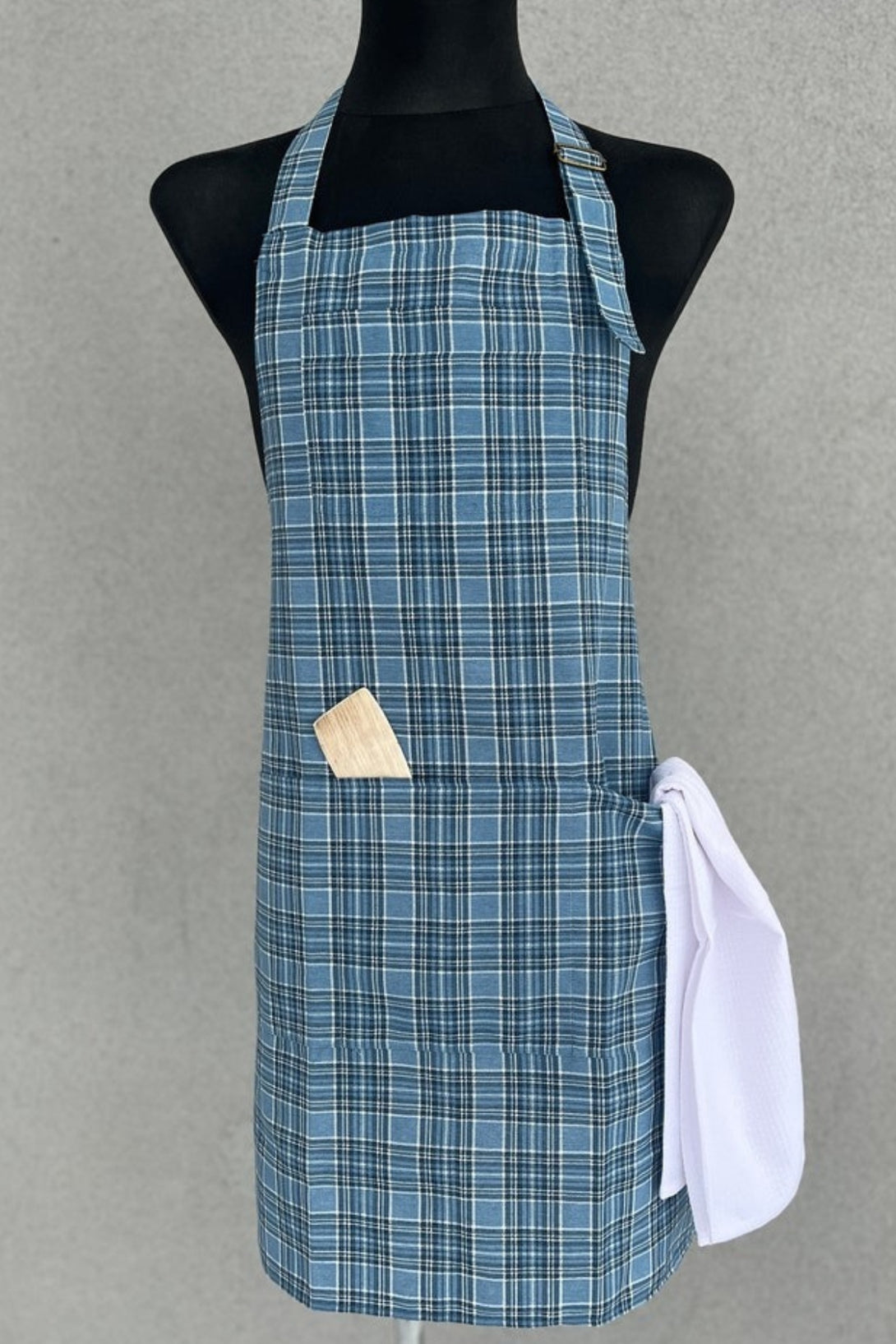 Multiple Pockets Tartan Apron