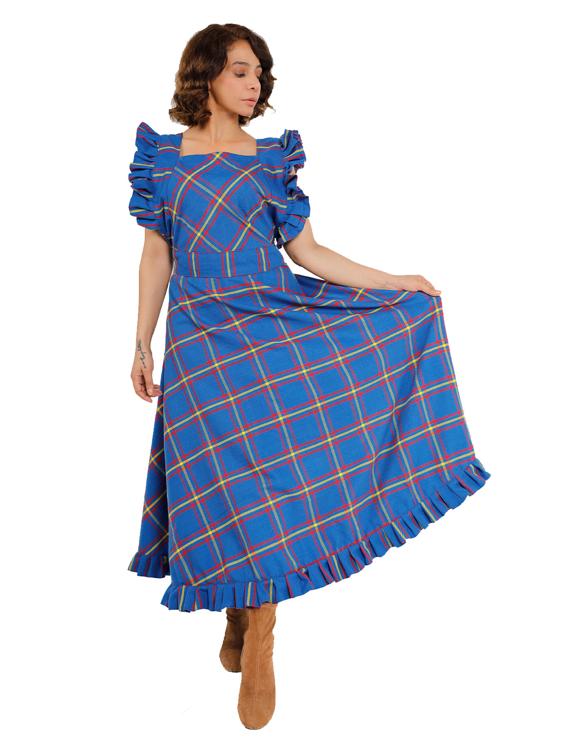 Ocean Mist Tartan Maxi Dress (County Mayo Tartan)
