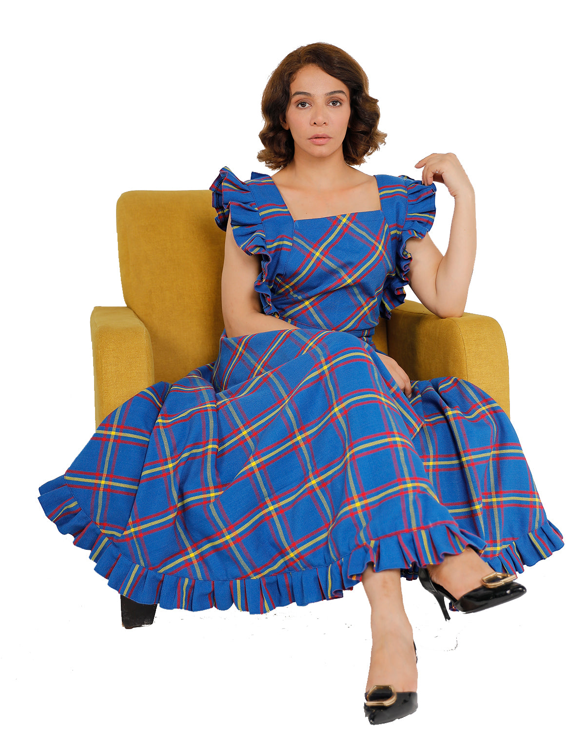 Ocean Mist Tartan Maxi Dress