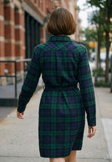 Plaid Button-Front Shirt Dress