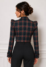 Plaid Cropped Blazer Jacket