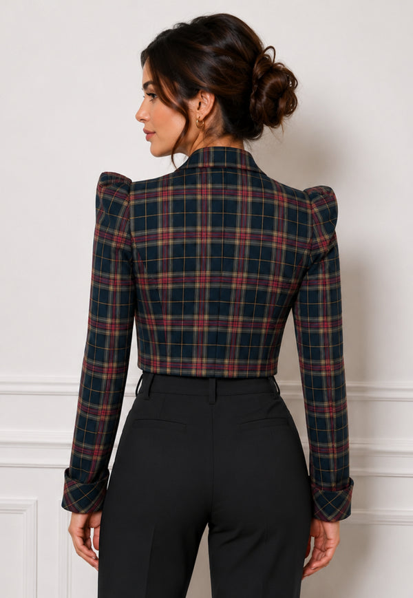 Plaid Cropped Blazer Jacket