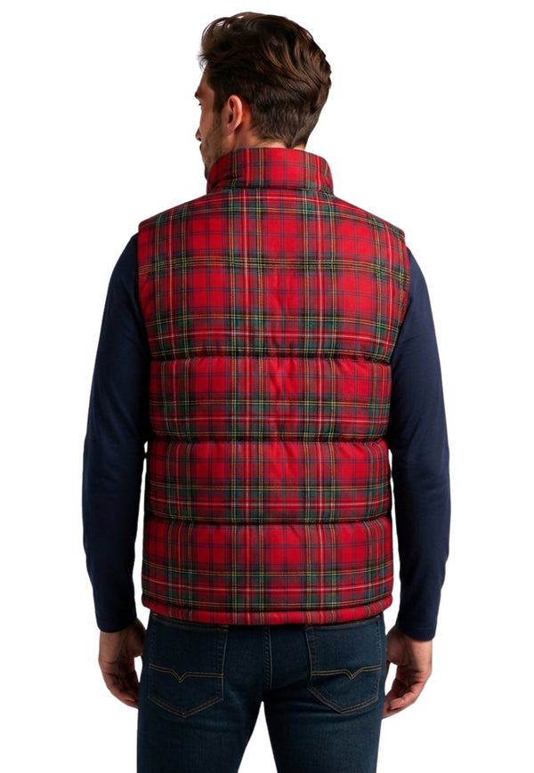 Royal Stewart Plaid Sleeveless Puffer Jacket