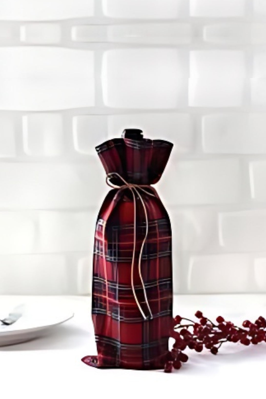 Plaid Wine Gift Bag