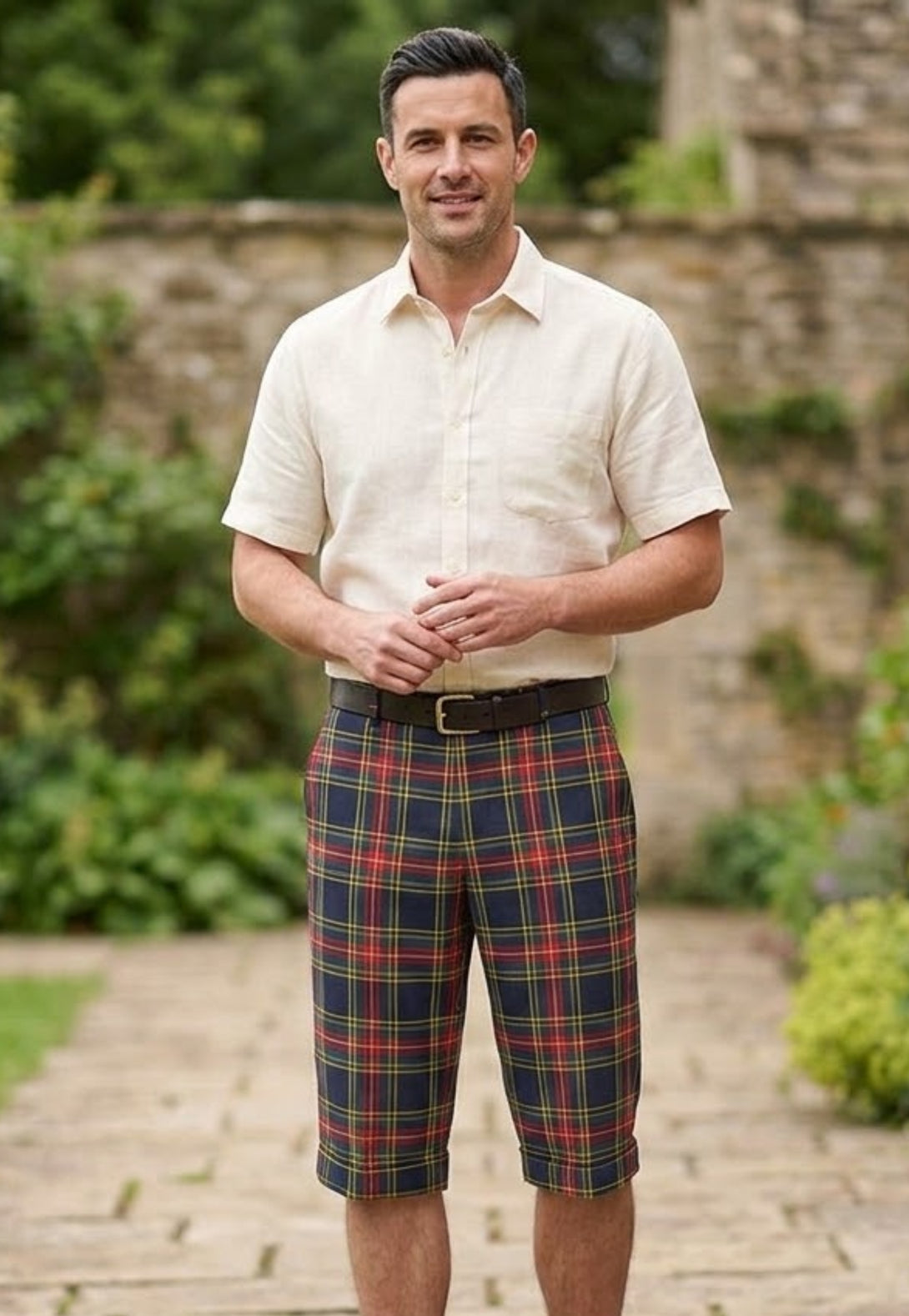 dress shorts for men Seersucker Shorts for Tall Men in Navy and Off White Stripe 34 / Tall / Navy and Off White Stripe main image 1