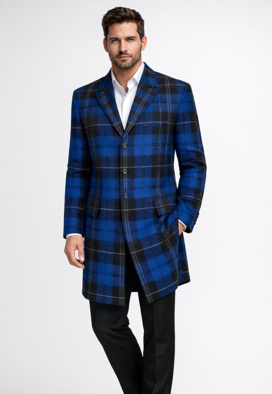 Men's Long Plaid Jacket
