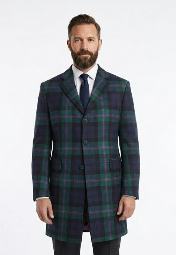 Men's Long Plaid Jacket