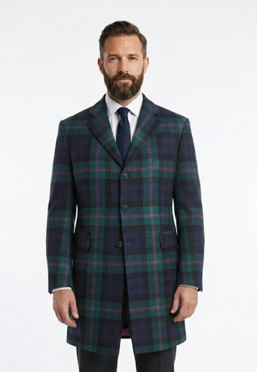 Men's Long Plaid Jacket