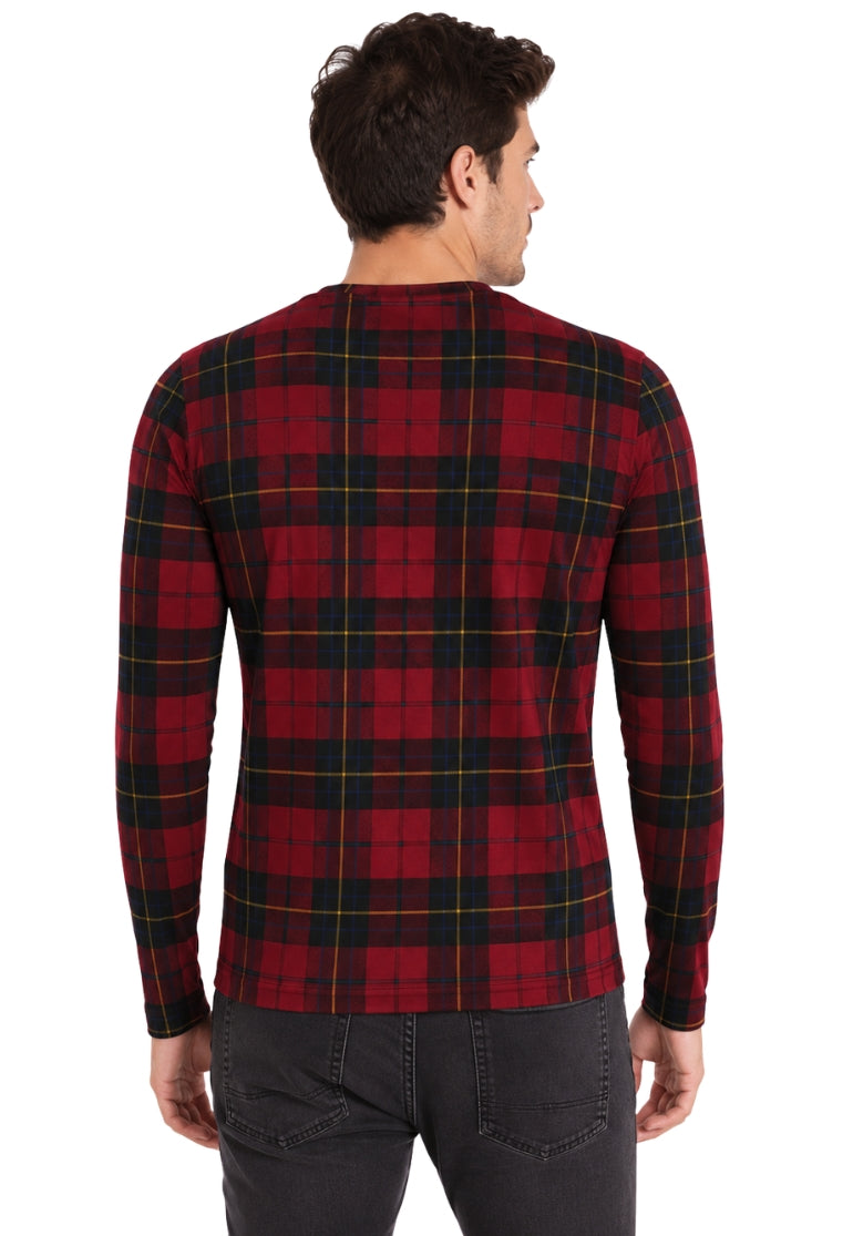 Fraser Round Neck Full Sleeve Tartan Polo Shirt