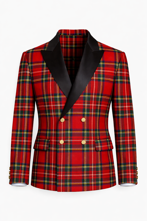 Royal Stewart Men's Double Breasted Tartan Dinner Jacket