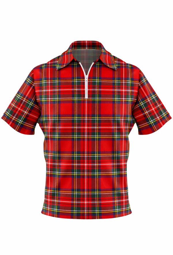 Royal Stewart Plaid Polo Zipped Shirt