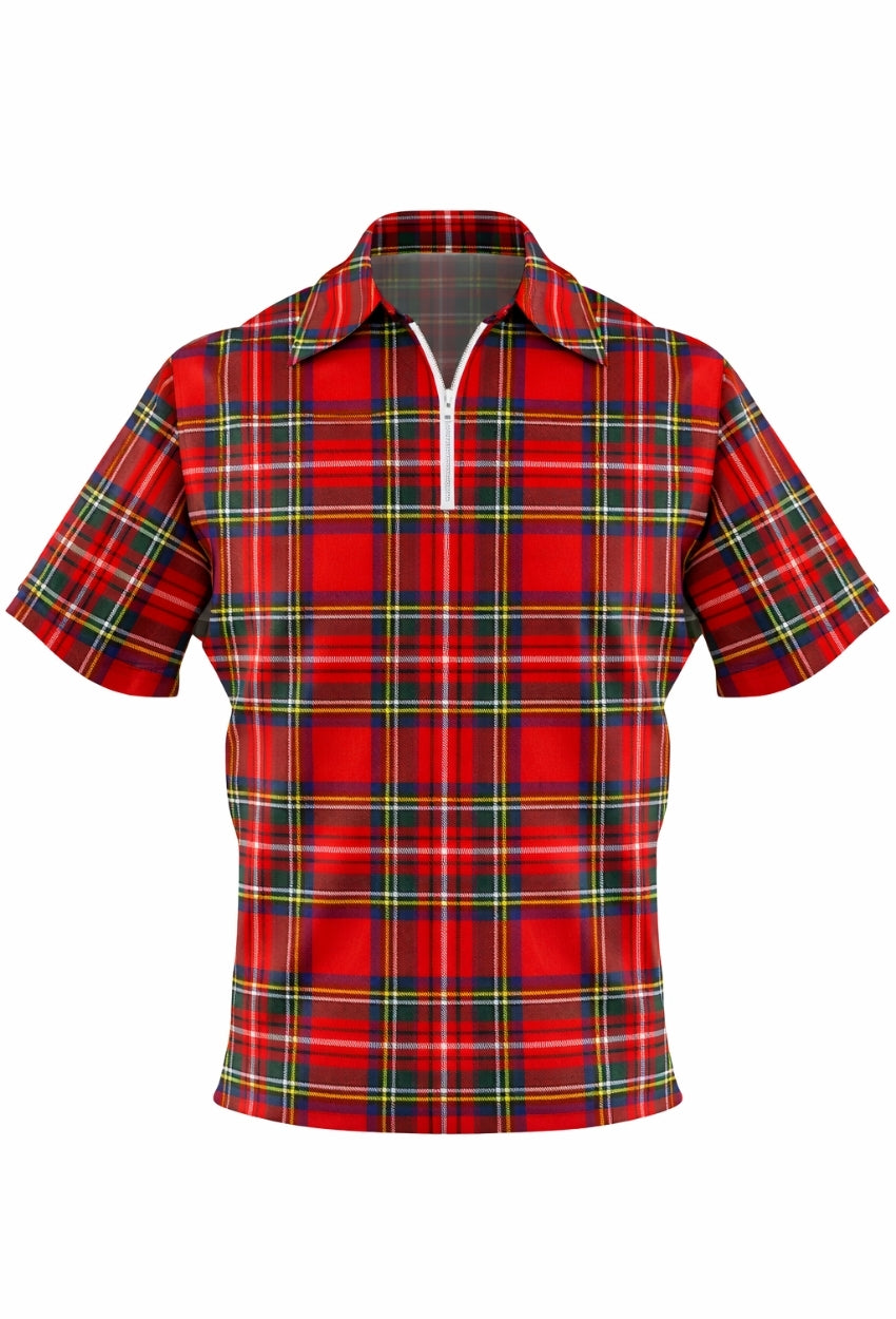 Royal Stewart Plaid Polo Zipped Shirt