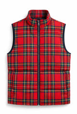 Royal Stewart Plaid Sleeveless Puffer Jacket