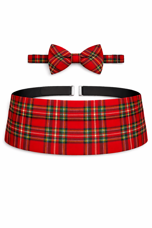 Royal Stewart Tartan Cummerbund & Bow Tie Set