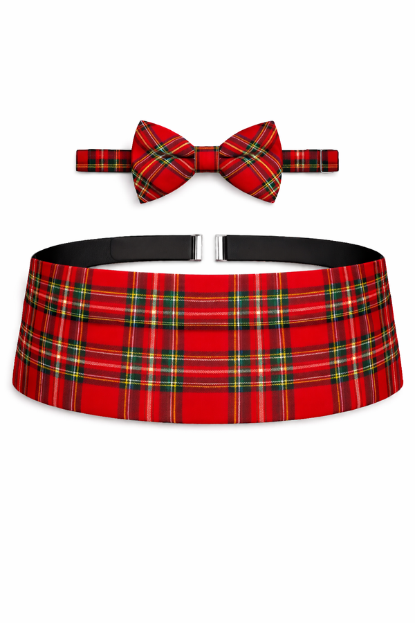 Royal Stewart Tartan Cummerbund & Bow Tie Set