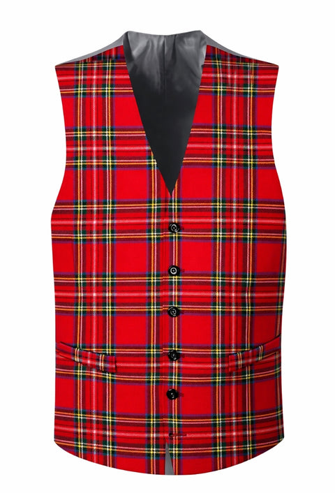 Royal Stewart Tartan Waistcoat with Straight Cut Bottom