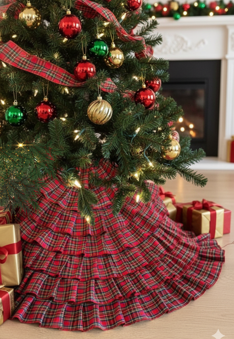Ruffled Christmas Tree Skirt Decor 