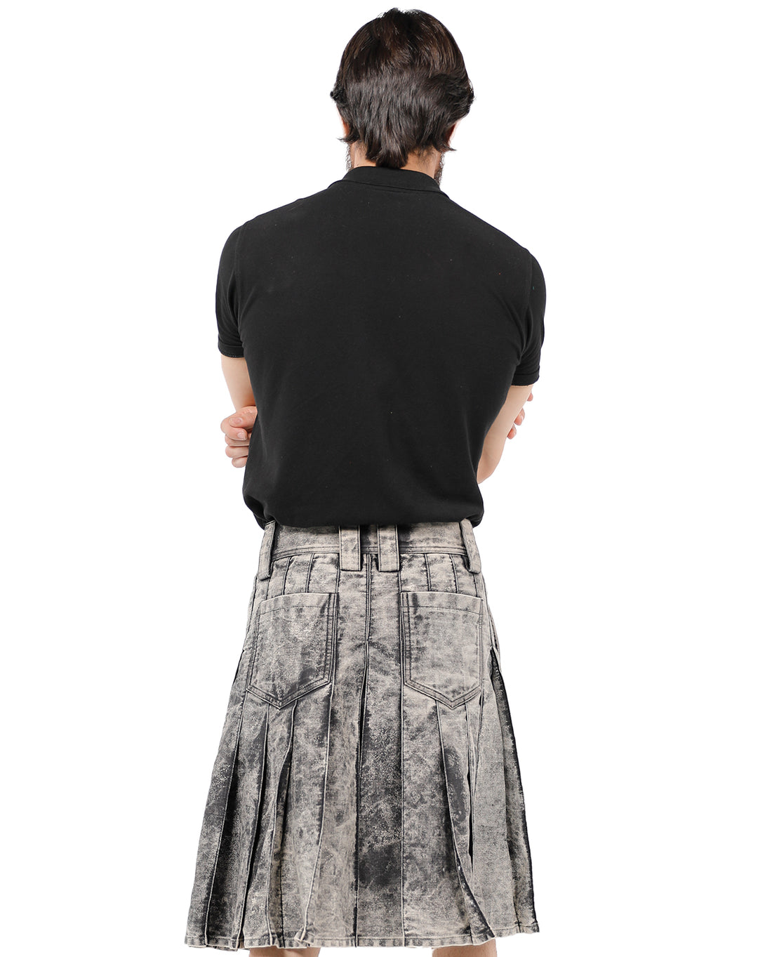 Back look of Rustic Denim Kilt