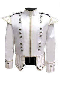 White Military Drummer Doublet Zipper Jacket
