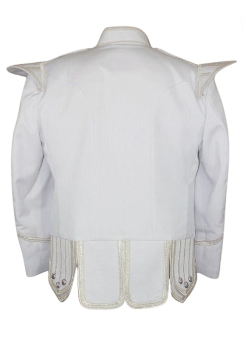 White Military Piper Drummer Doublet Jacket-back