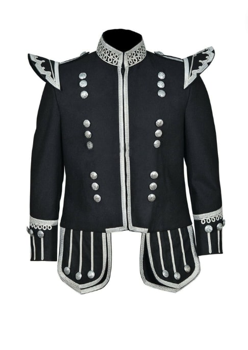 Black Military Drummer Doublet Zipper Jacket