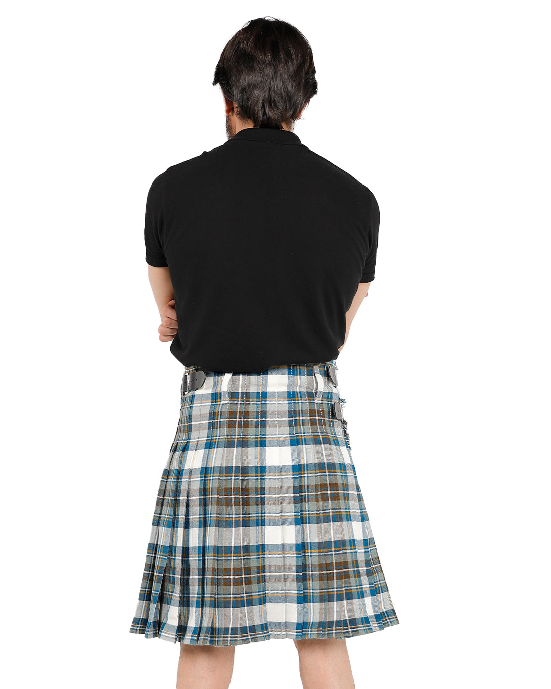 Back look of Steward Blue Dress Bespoke kilt