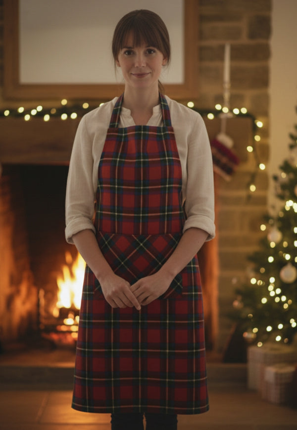 Tartan Apron with Large Front Pocket