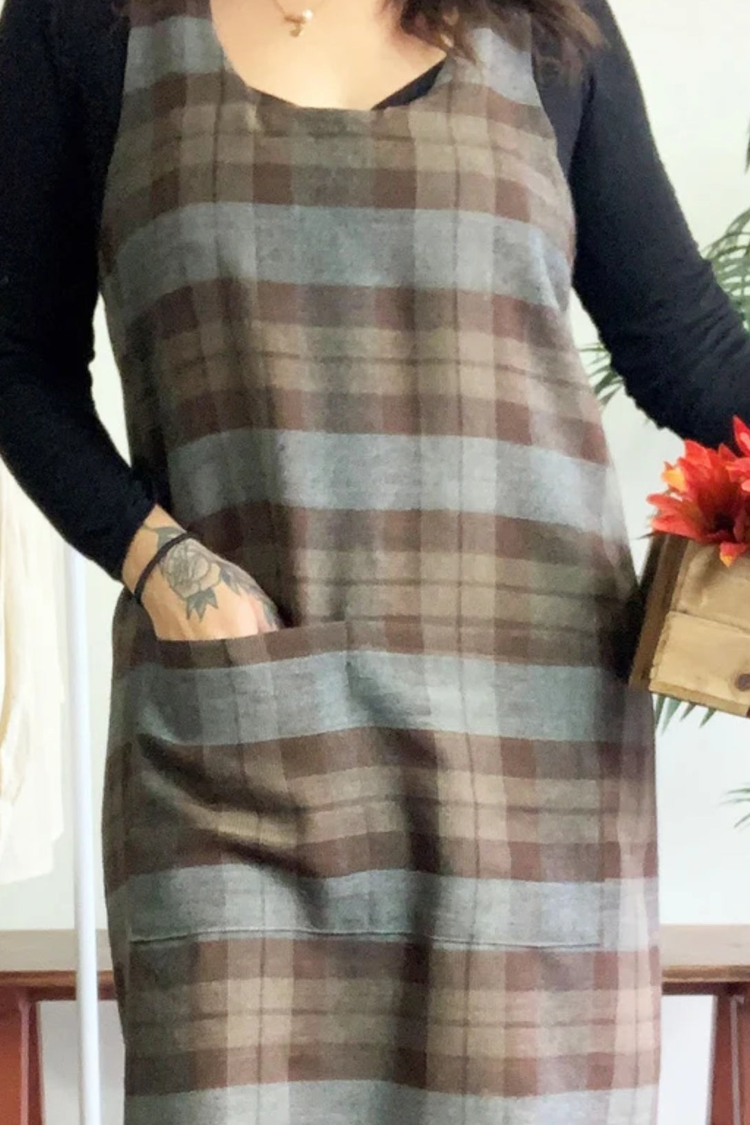 Plaid Cross Back Apron