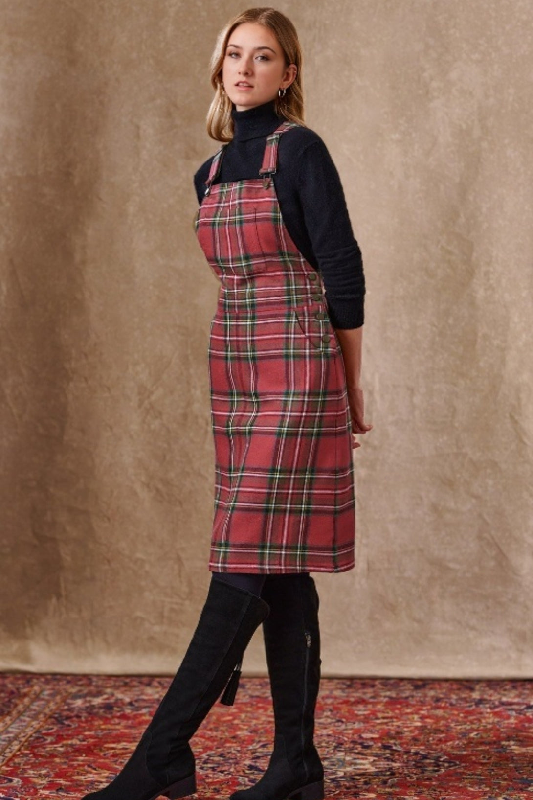 Tartan Ladies Pinafore Dress - SIde pose