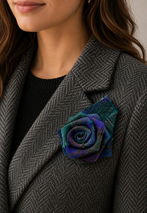 Campbell Tartan Rose Brooch