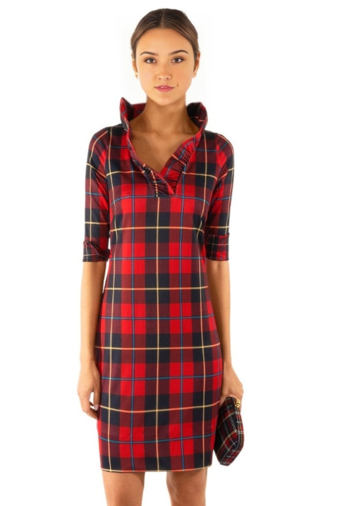 Gorman Blue Tartan Ruffle Neck Dress | Scottish Kilt Gorman Blue Tartan Ruffle Neck Dress | Scottish Kilt