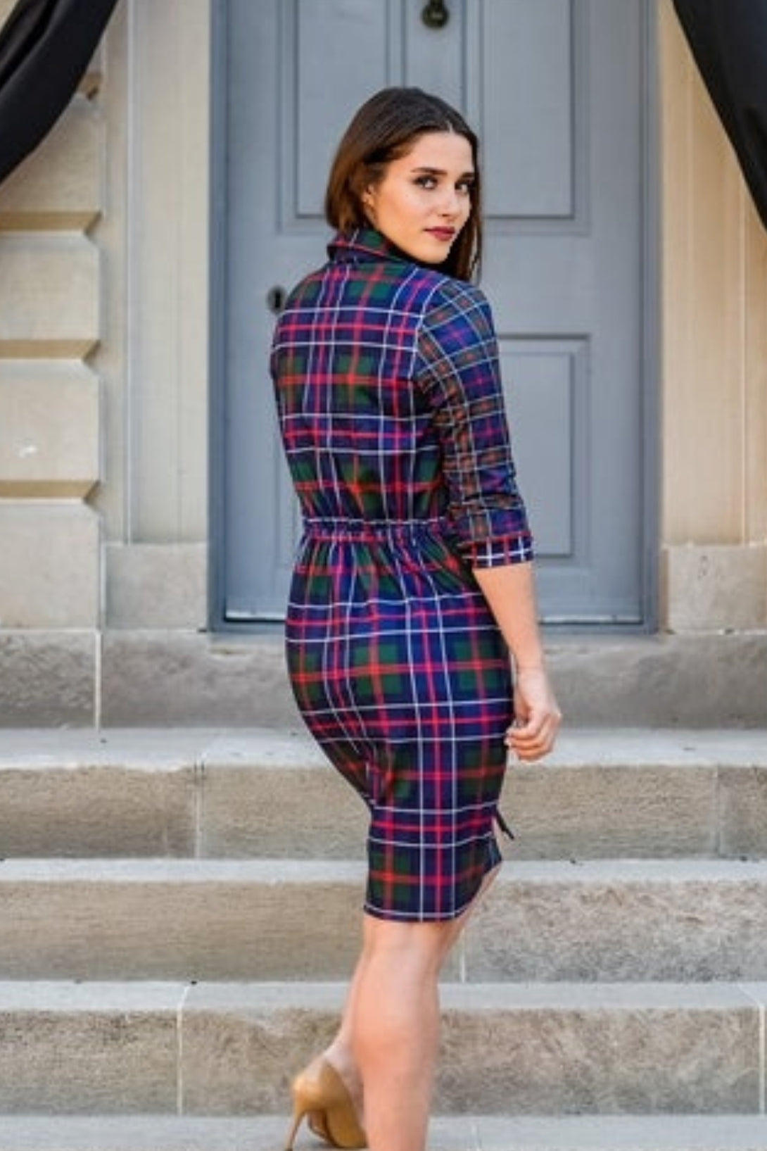 Tartan Scott Twist & Shout Dress - Back