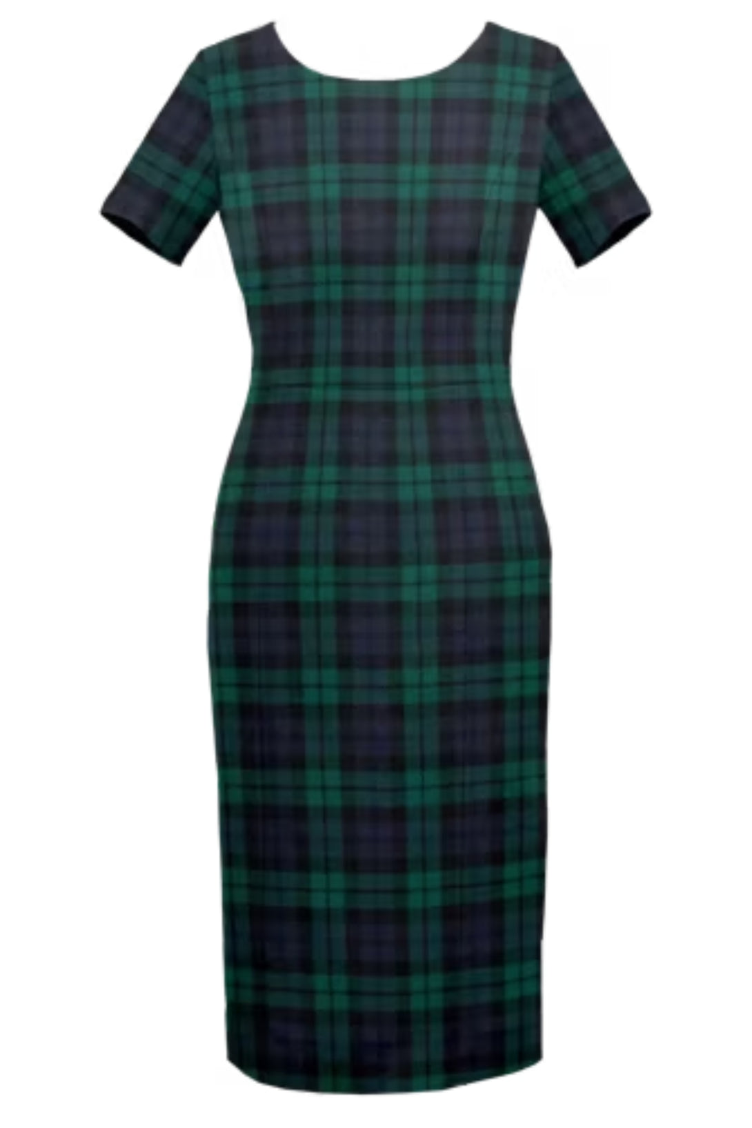 Tartan Shift Dress with Short Sleeve - front