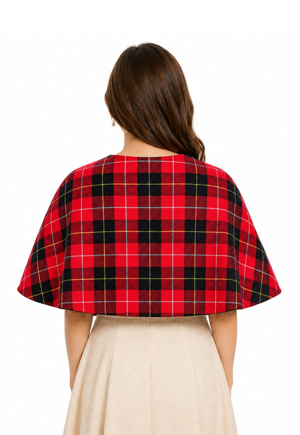 Tartan Short Capelet - Back View