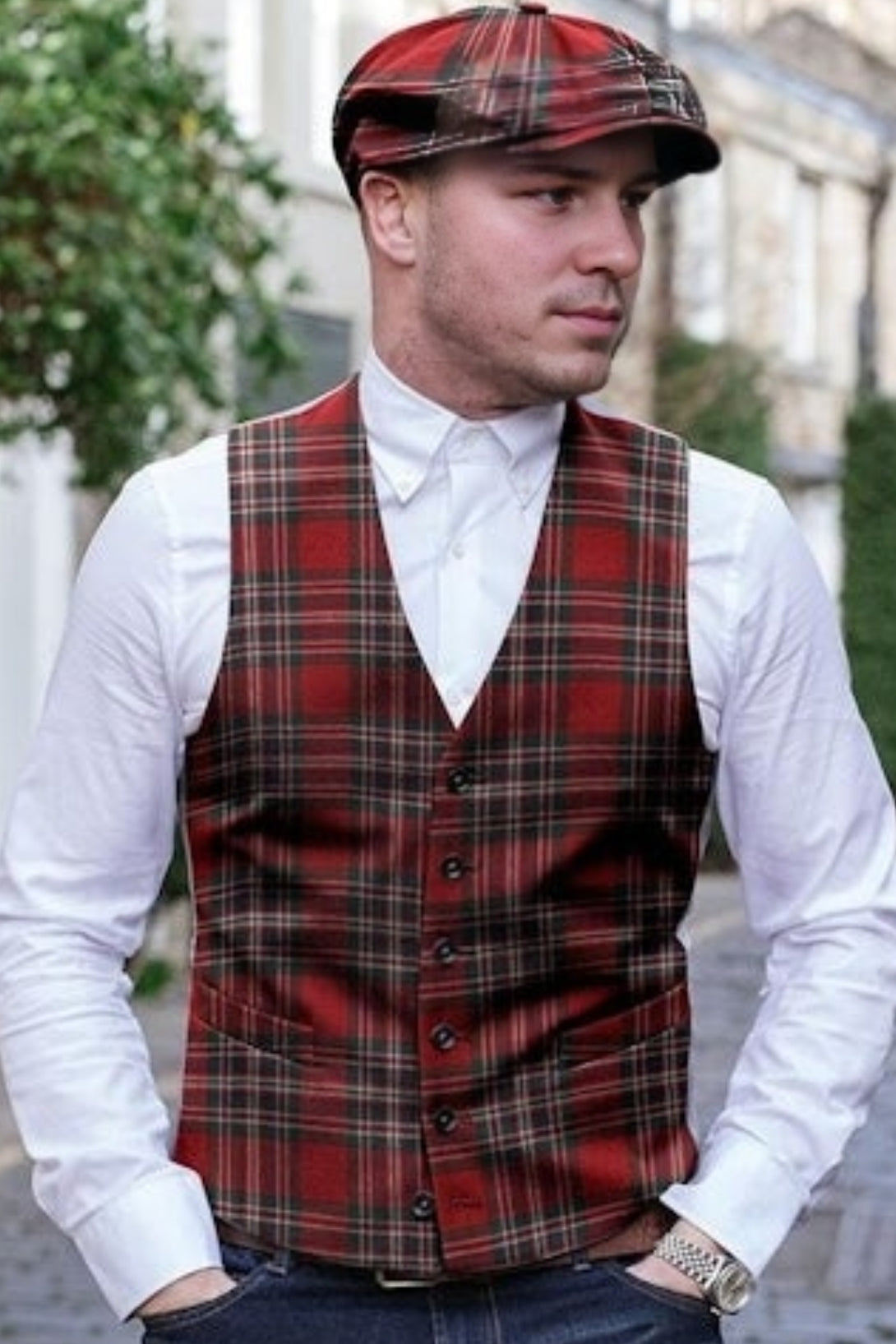 Tartan Waistcoat with Straight Cut Bottom