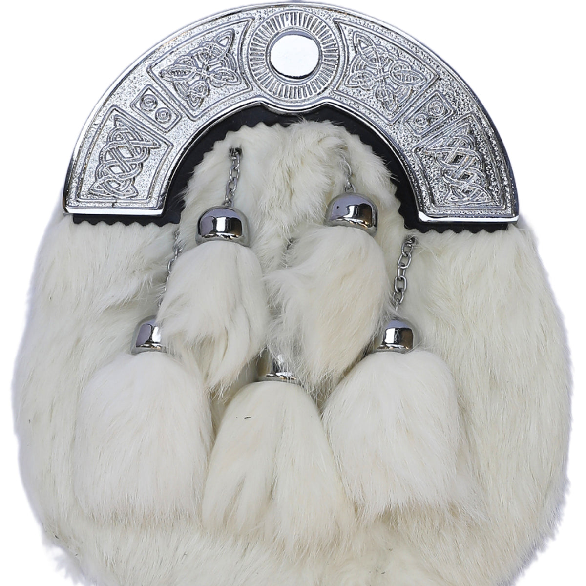 White Rabbit Fur Baby Kilt Sporran Thistle Badge With Chain Belt